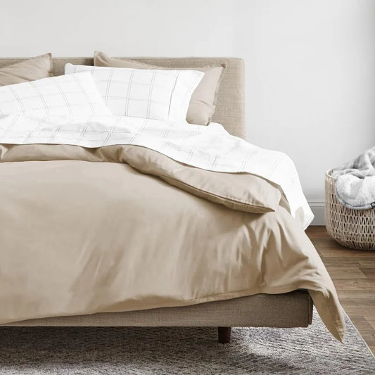 Luxurious 100% Organic Cotton Sateen Duvet Cover Set - Smooth Weave, Warm Comfort - Ideal Full/Queen Size