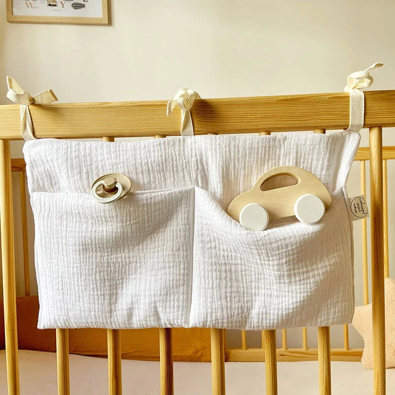 Cotton Double Pouch Baby Crib Storage